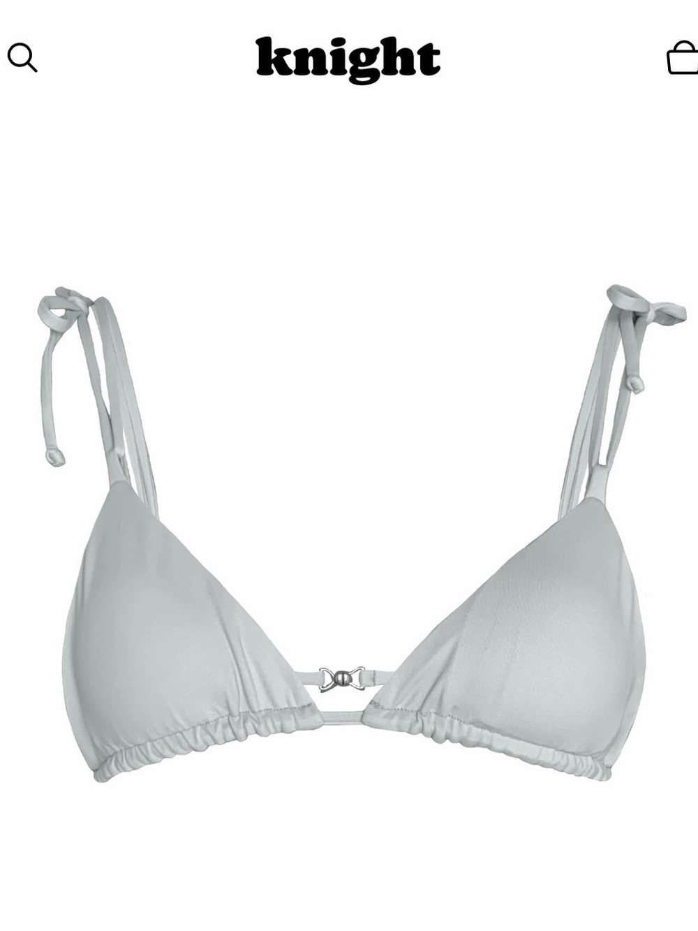 Knight Women's Light Gray Triangle Bikini Top - Adjustable Tie Straps